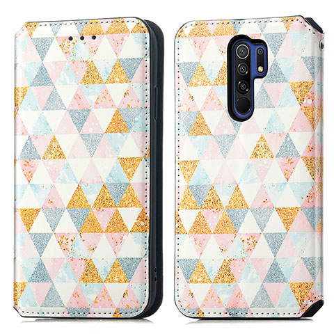 Custodia Portafoglio In Pelle Fantasia Modello Cover con Supporto S02D per Xiaomi Poco M2 Bianco