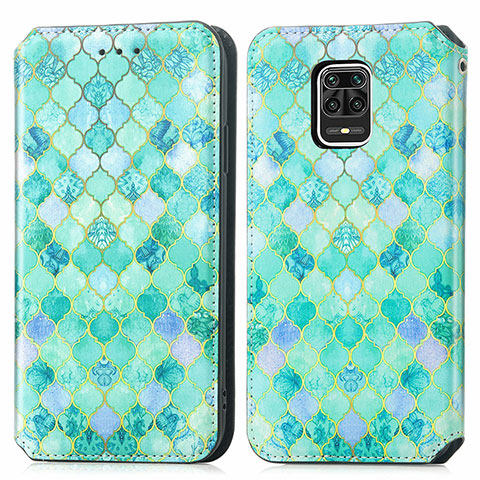 Custodia Portafoglio In Pelle Fantasia Modello Cover con Supporto S02D per Xiaomi Poco M2 Pro Verde