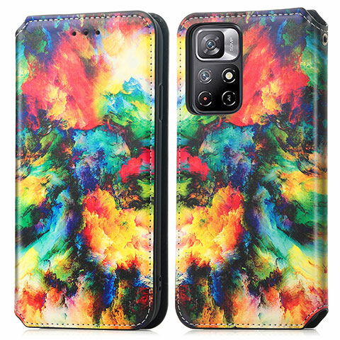 Custodia Portafoglio In Pelle Fantasia Modello Cover con Supporto S02D per Xiaomi Poco M4 Pro 5G Multicolore