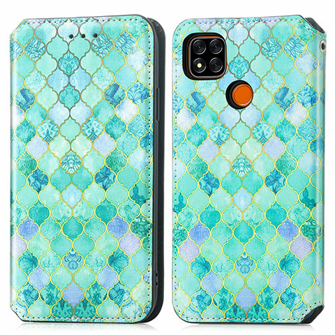 Custodia Portafoglio In Pelle Fantasia Modello Cover con Supporto S02D per Xiaomi Redmi 10A 4G Verde