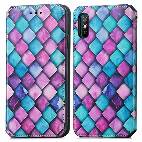 Custodia Portafoglio In Pelle Fantasia Modello Cover con Supporto S02D per Xiaomi Redmi 9i Viola