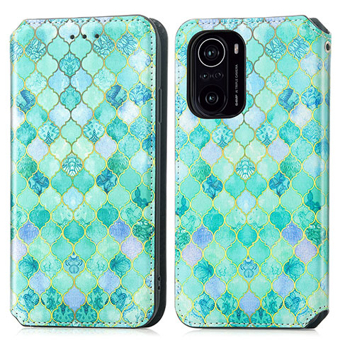 Custodia Portafoglio In Pelle Fantasia Modello Cover con Supporto S02D per Xiaomi Redmi K40 Pro 5G Verde