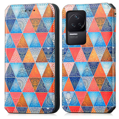 Custodia Portafoglio In Pelle Fantasia Modello Cover con Supporto S02D per Xiaomi Redmi K50 Pro 5G Marrone