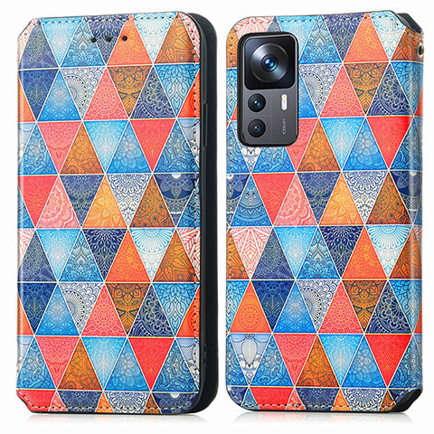 Custodia Portafoglio In Pelle Fantasia Modello Cover con Supporto S02D per Xiaomi Redmi K50 Ultra 5G Marrone