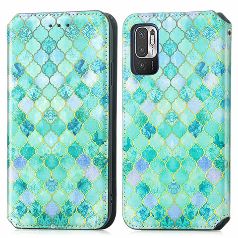 Custodia Portafoglio In Pelle Fantasia Modello Cover con Supporto S02D per Xiaomi Redmi Note 10 JE 5G Verde