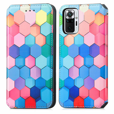 Custodia Portafoglio In Pelle Fantasia Modello Cover con Supporto S02D per Xiaomi Redmi Note 10 Pro 4G Colorato