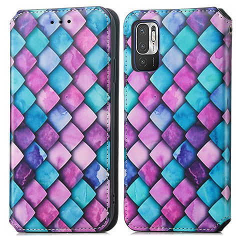 Custodia Portafoglio In Pelle Fantasia Modello Cover con Supporto S02D per Xiaomi Redmi Note 10T 5G Viola