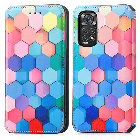 Custodia Portafoglio In Pelle Fantasia Modello Cover con Supporto S02D per Xiaomi Redmi Note 11 4G (2022) Colorato