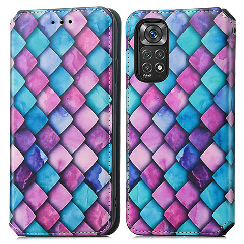 Custodia Portafoglio In Pelle Fantasia Modello Cover con Supporto S02D per Xiaomi Redmi Note 11 4G (2022) Viola