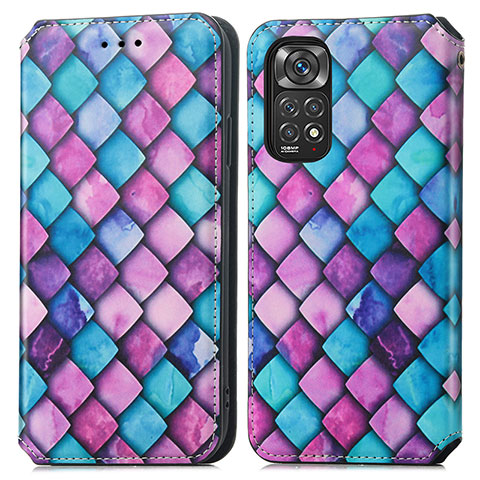 Custodia Portafoglio In Pelle Fantasia Modello Cover con Supporto S02D per Xiaomi Redmi Note 11 Pro 5G Viola