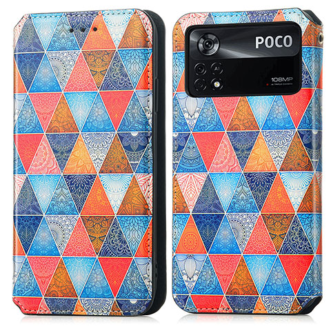 Custodia Portafoglio In Pelle Fantasia Modello Cover con Supporto S02D per Xiaomi Redmi Note 11E Pro 5G Marrone