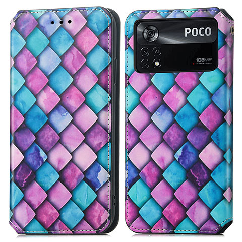 Custodia Portafoglio In Pelle Fantasia Modello Cover con Supporto S02D per Xiaomi Redmi Note 11E Pro 5G Viola