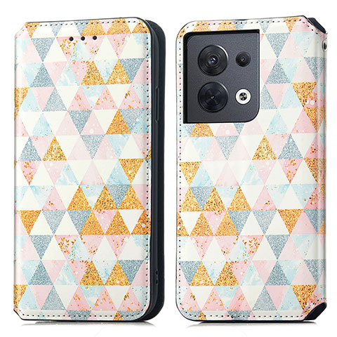 Custodia Portafoglio In Pelle Fantasia Modello Cover con Supporto S02D per Xiaomi Redmi Note 13 5G Bianco