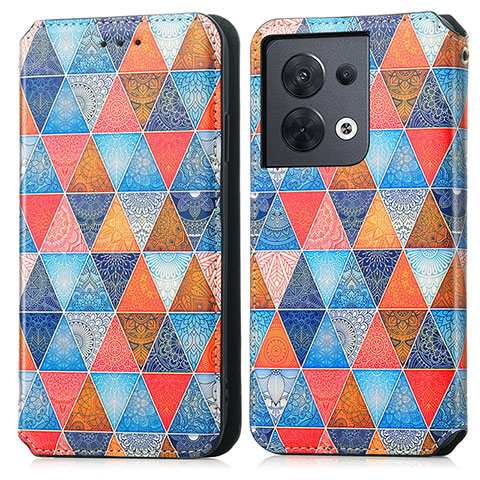 Custodia Portafoglio In Pelle Fantasia Modello Cover con Supporto S02D per Xiaomi Redmi Note 13 5G Marrone