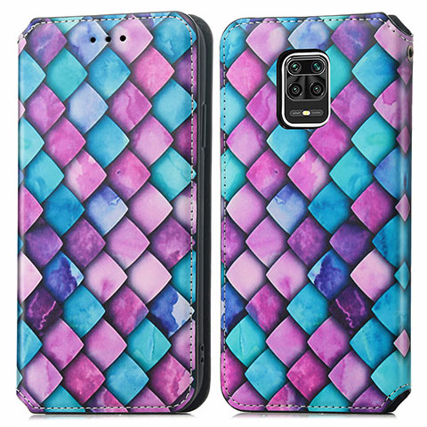 Custodia Portafoglio In Pelle Fantasia Modello Cover con Supporto S02D per Xiaomi Redmi Note 9 Pro Max Viola