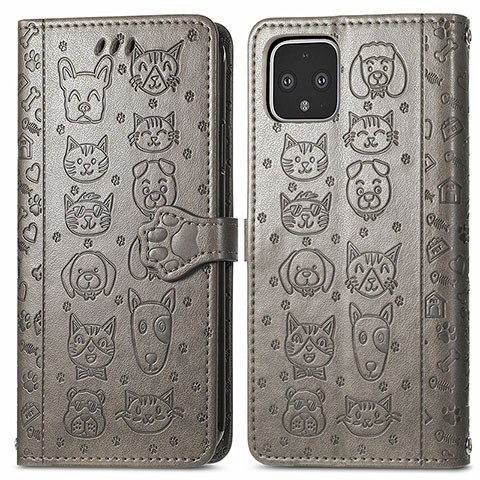 Custodia Portafoglio In Pelle Fantasia Modello Cover con Supporto S03D per Google Pixel 4 XL Grigio