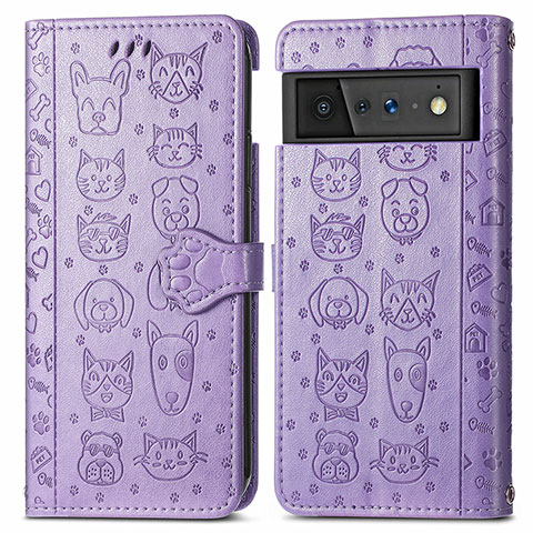 Custodia Portafoglio In Pelle Fantasia Modello Cover con Supporto S03D per Google Pixel 6 5G Viola