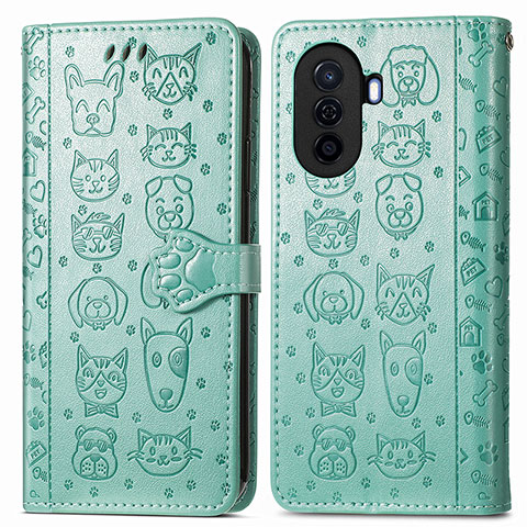 Custodia Portafoglio In Pelle Fantasia Modello Cover con Supporto S03D per Huawei Enjoy 50 Verde