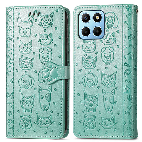 Custodia Portafoglio In Pelle Fantasia Modello Cover con Supporto S03D per Huawei Honor 70 Lite 5G Verde