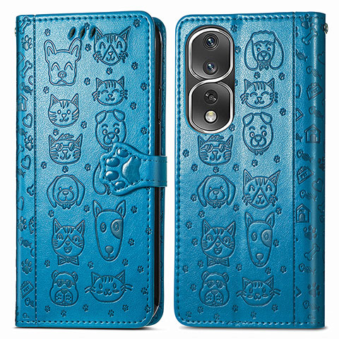 Custodia Portafoglio In Pelle Fantasia Modello Cover con Supporto S03D per Huawei Honor 80 Pro 5G Blu