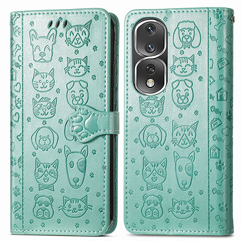 Custodia Portafoglio In Pelle Fantasia Modello Cover con Supporto S03D per Huawei Honor 80 Pro 5G Verde