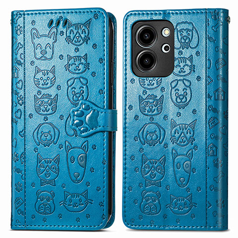 Custodia Portafoglio In Pelle Fantasia Modello Cover con Supporto S03D per Huawei Honor 80 SE 5G Blu