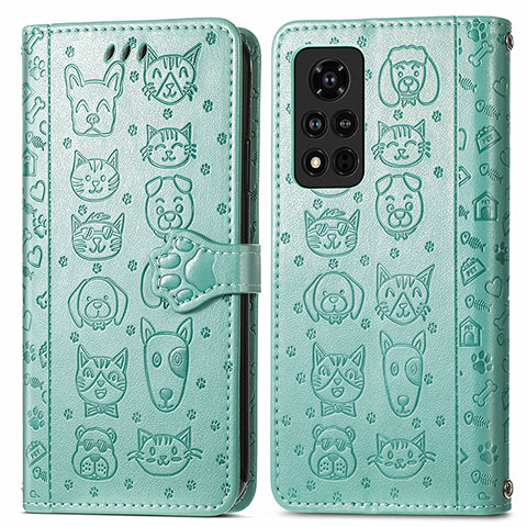 Custodia Portafoglio In Pelle Fantasia Modello Cover con Supporto S03D per Huawei Honor V40 5G Verde