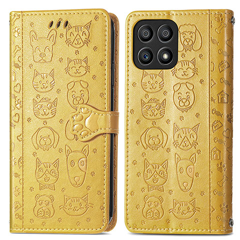 Custodia Portafoglio In Pelle Fantasia Modello Cover con Supporto S03D per Huawei Honor X30i Giallo