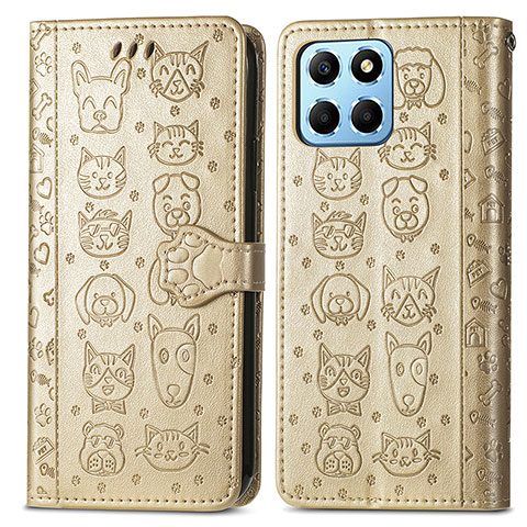 Custodia Portafoglio In Pelle Fantasia Modello Cover con Supporto S03D per Huawei Honor X6 5G Oro