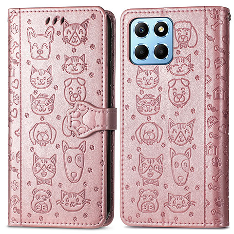 Custodia Portafoglio In Pelle Fantasia Modello Cover con Supporto S03D per Huawei Honor X6 5G Oro Rosa