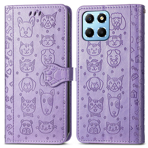 Custodia Portafoglio In Pelle Fantasia Modello Cover con Supporto S03D per Huawei Honor X6 5G Viola