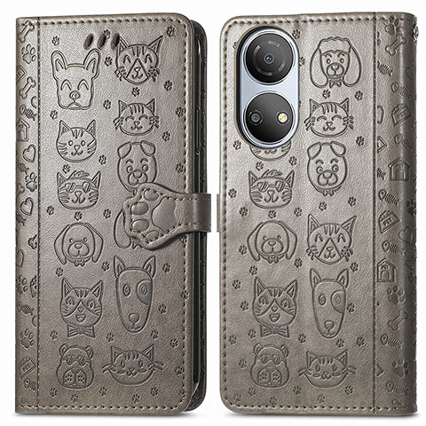 Custodia Portafoglio In Pelle Fantasia Modello Cover con Supporto S03D per Huawei Honor X7 Grigio