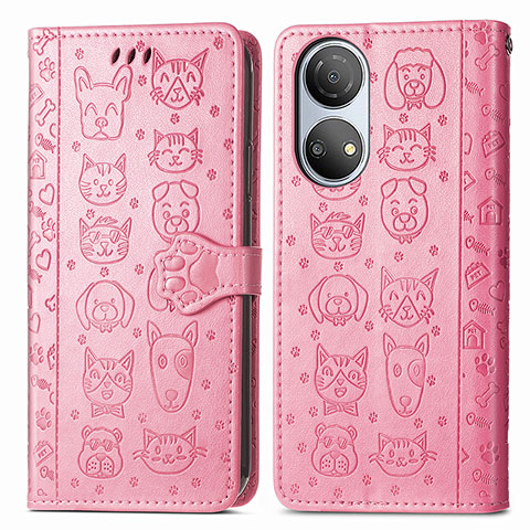 Custodia Portafoglio In Pelle Fantasia Modello Cover con Supporto S03D per Huawei Honor X7 Rosa