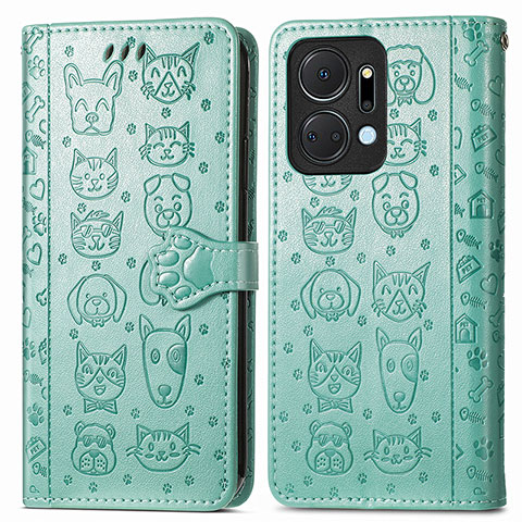 Custodia Portafoglio In Pelle Fantasia Modello Cover con Supporto S03D per Huawei Honor X7a Verde