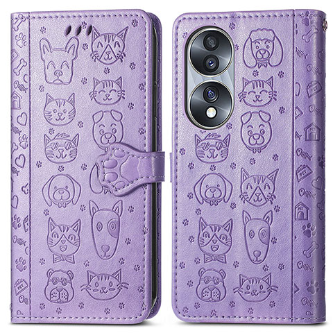 Custodia Portafoglio In Pelle Fantasia Modello Cover con Supporto S03D per Huawei Honor X7b Viola