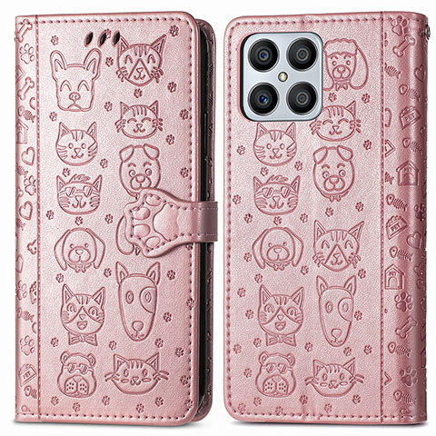 Custodia Portafoglio In Pelle Fantasia Modello Cover con Supporto S03D per Huawei Honor X8 4G Oro Rosa