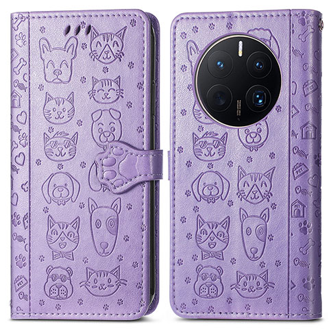 Custodia Portafoglio In Pelle Fantasia Modello Cover con Supporto S03D per Huawei Mate 50 Pro Viola