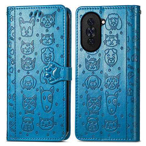 Custodia Portafoglio In Pelle Fantasia Modello Cover con Supporto S03D per Huawei Nova 10 Blu