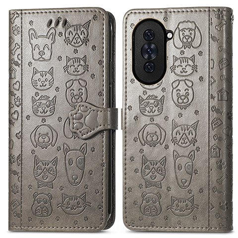 Custodia Portafoglio In Pelle Fantasia Modello Cover con Supporto S03D per Huawei Nova 10 Grigio