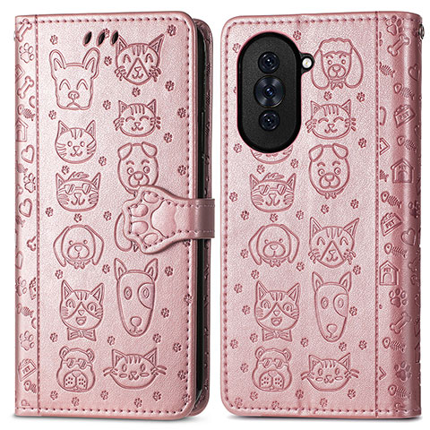 Custodia Portafoglio In Pelle Fantasia Modello Cover con Supporto S03D per Huawei Nova 10 Oro Rosa