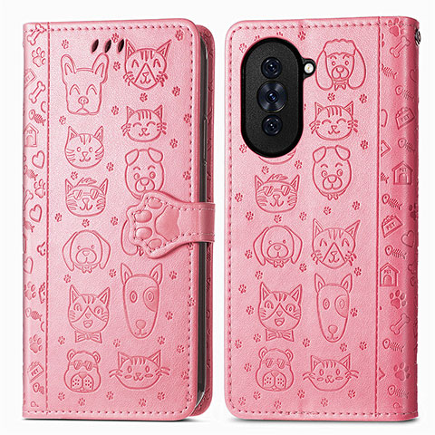 Custodia Portafoglio In Pelle Fantasia Modello Cover con Supporto S03D per Huawei Nova 10 Pro Rosa