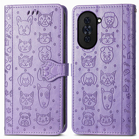 Custodia Portafoglio In Pelle Fantasia Modello Cover con Supporto S03D per Huawei Nova 10 Pro Viola