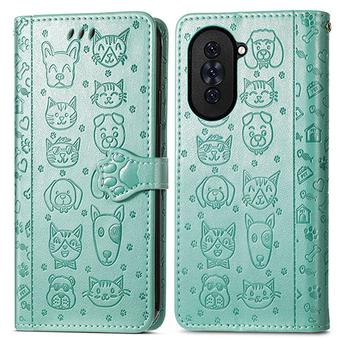 Custodia Portafoglio In Pelle Fantasia Modello Cover con Supporto S03D per Huawei Nova 10 Verde