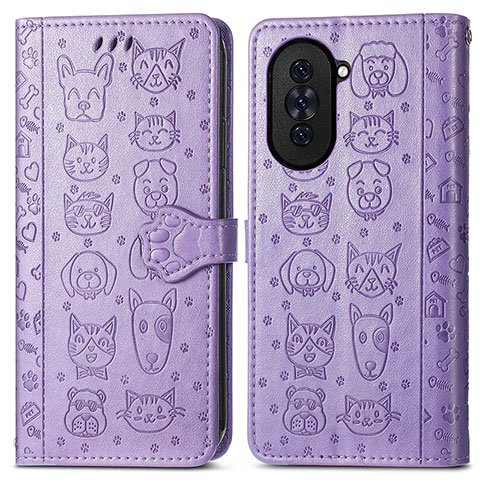 Custodia Portafoglio In Pelle Fantasia Modello Cover con Supporto S03D per Huawei Nova 10 Viola