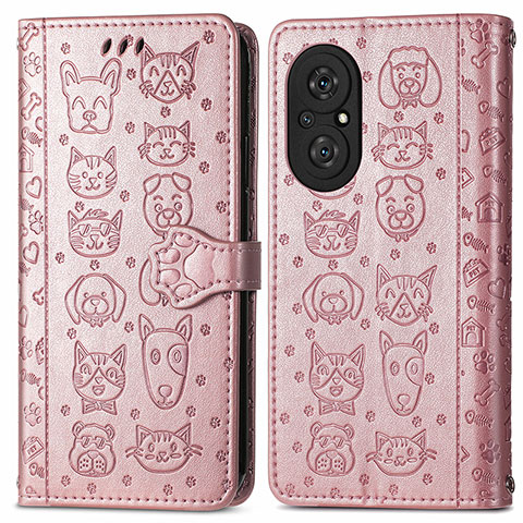 Custodia Portafoglio In Pelle Fantasia Modello Cover con Supporto S03D per Huawei Nova 9 SE Oro Rosa