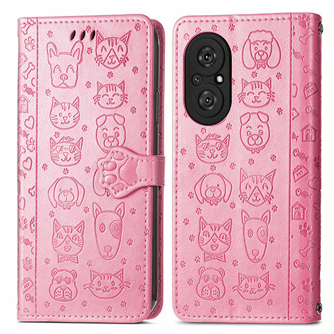 Custodia Portafoglio In Pelle Fantasia Modello Cover con Supporto S03D per Huawei Nova 9 SE Rosa