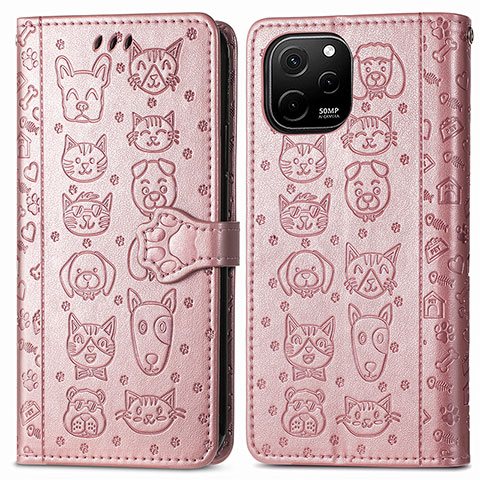 Custodia Portafoglio In Pelle Fantasia Modello Cover con Supporto S03D per Huawei Nova Y61 Oro Rosa