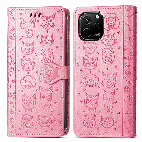 Custodia Portafoglio In Pelle Fantasia Modello Cover con Supporto S03D per Huawei Nova Y61 Rosa