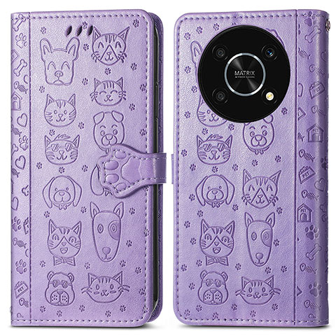 Custodia Portafoglio In Pelle Fantasia Modello Cover con Supporto S03D per Huawei Nova Y90 Viola