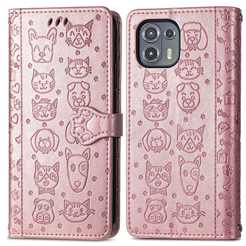 Custodia Portafoglio In Pelle Fantasia Modello Cover con Supporto S03D per Motorola Moto Edge 20 Lite 5G Oro Rosa